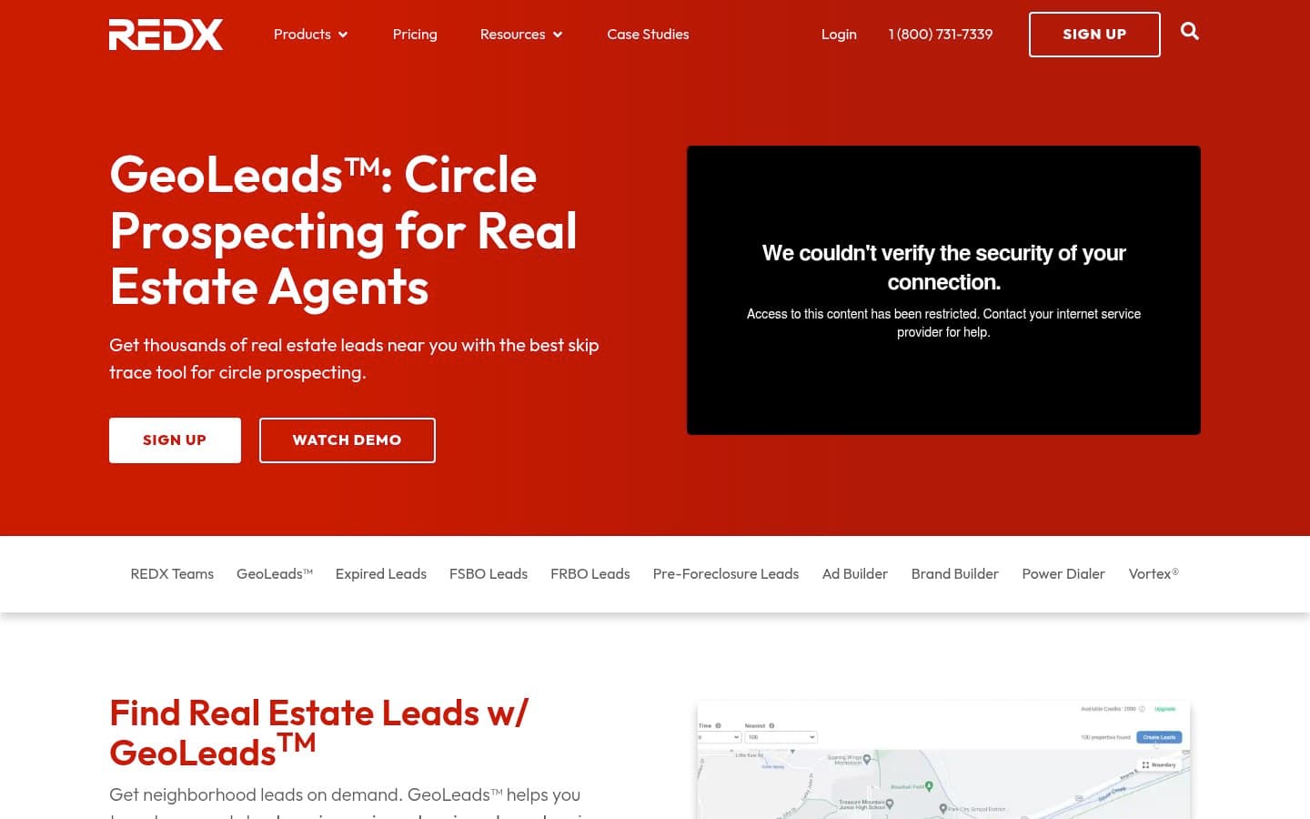 Auto-captured · Features (https://www.redx.com/products/geoleads/)