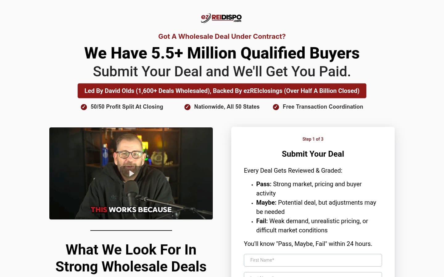 Auto-captured · Homepage (https://go.ezreiclosings.com/dispo)