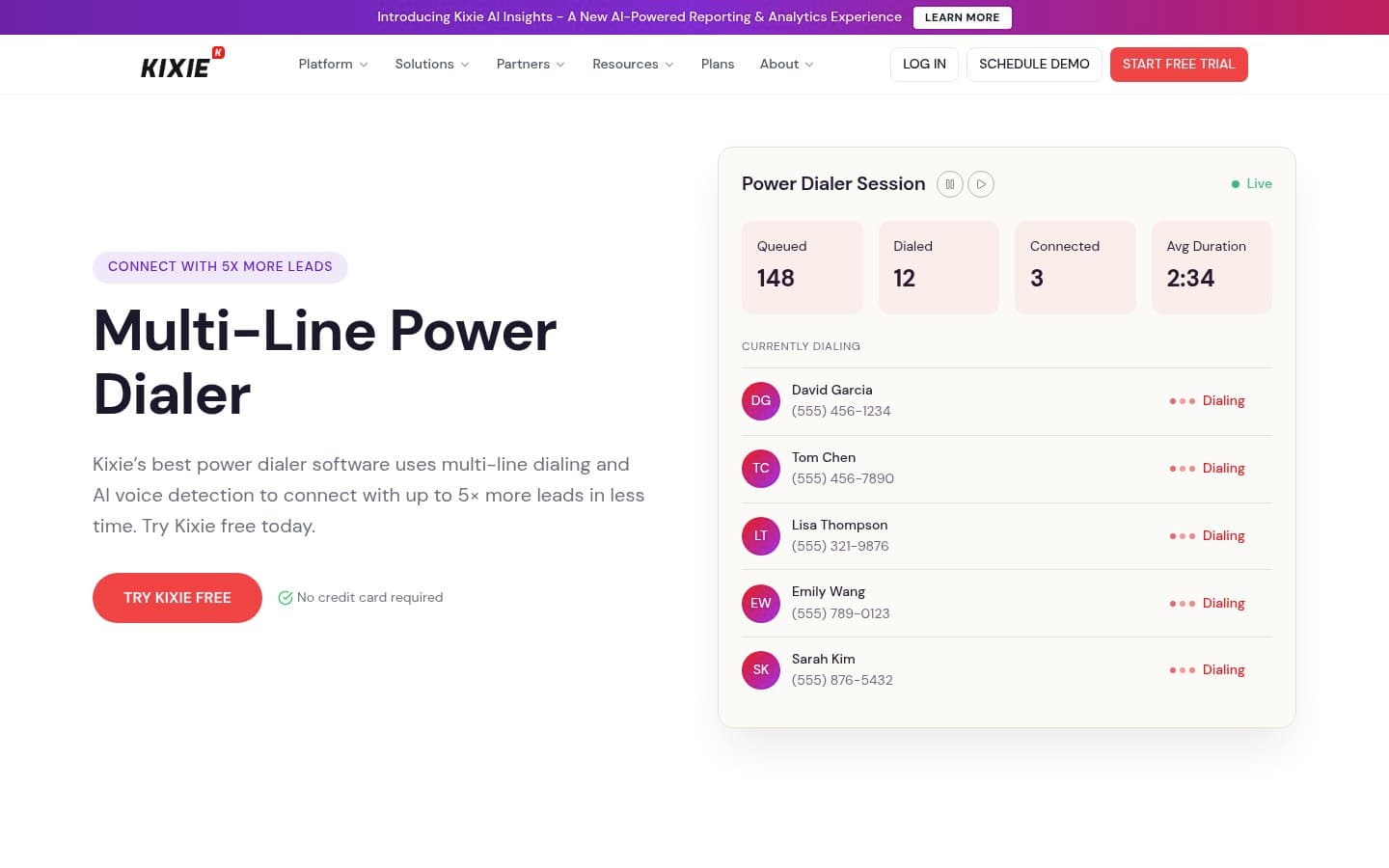 Auto-captured · Features (https://www.kixie.com/features/powerdialer/)