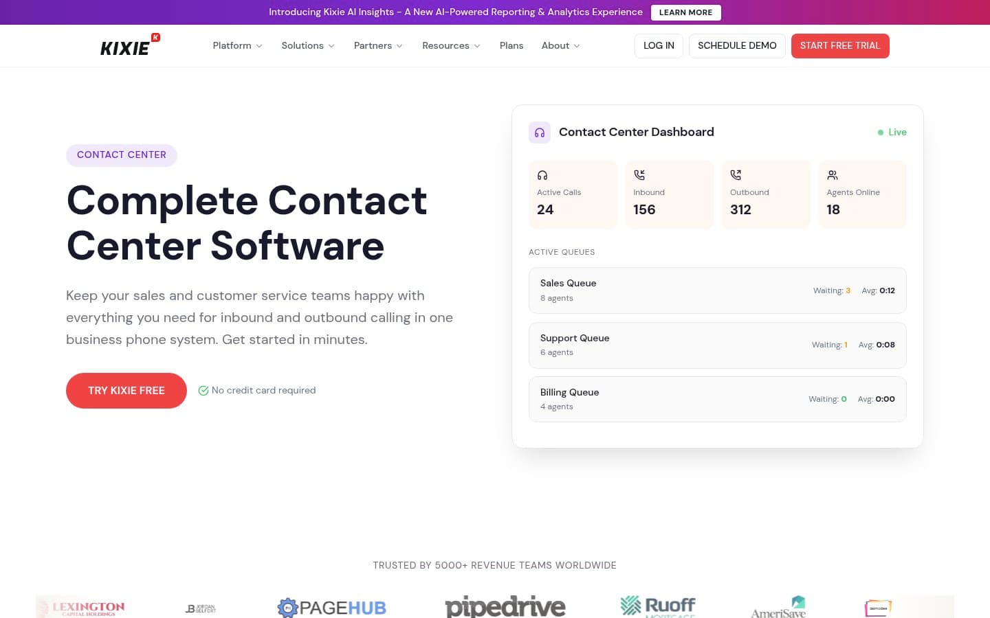 Auto-captured · Features (https://www.kixie.com/features/contact-center/)