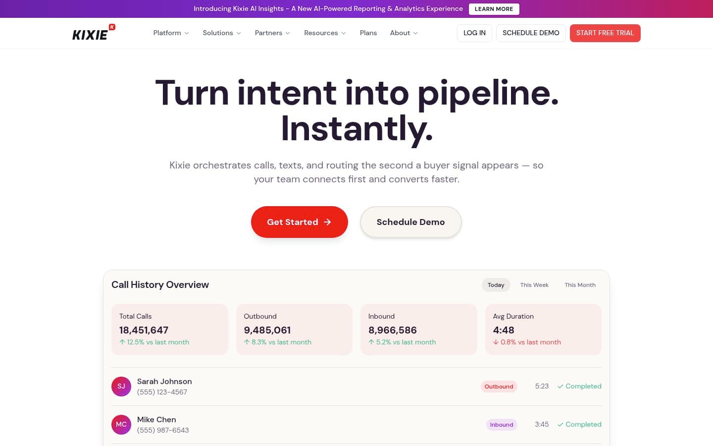 Auto-captured · Homepage (https://www.kixie.com/)