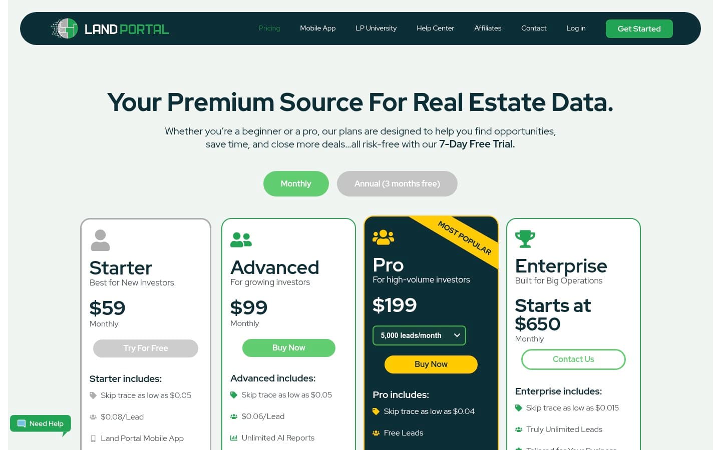 Auto-captured · Pricing (https://landportal.com/subscriptions/)
