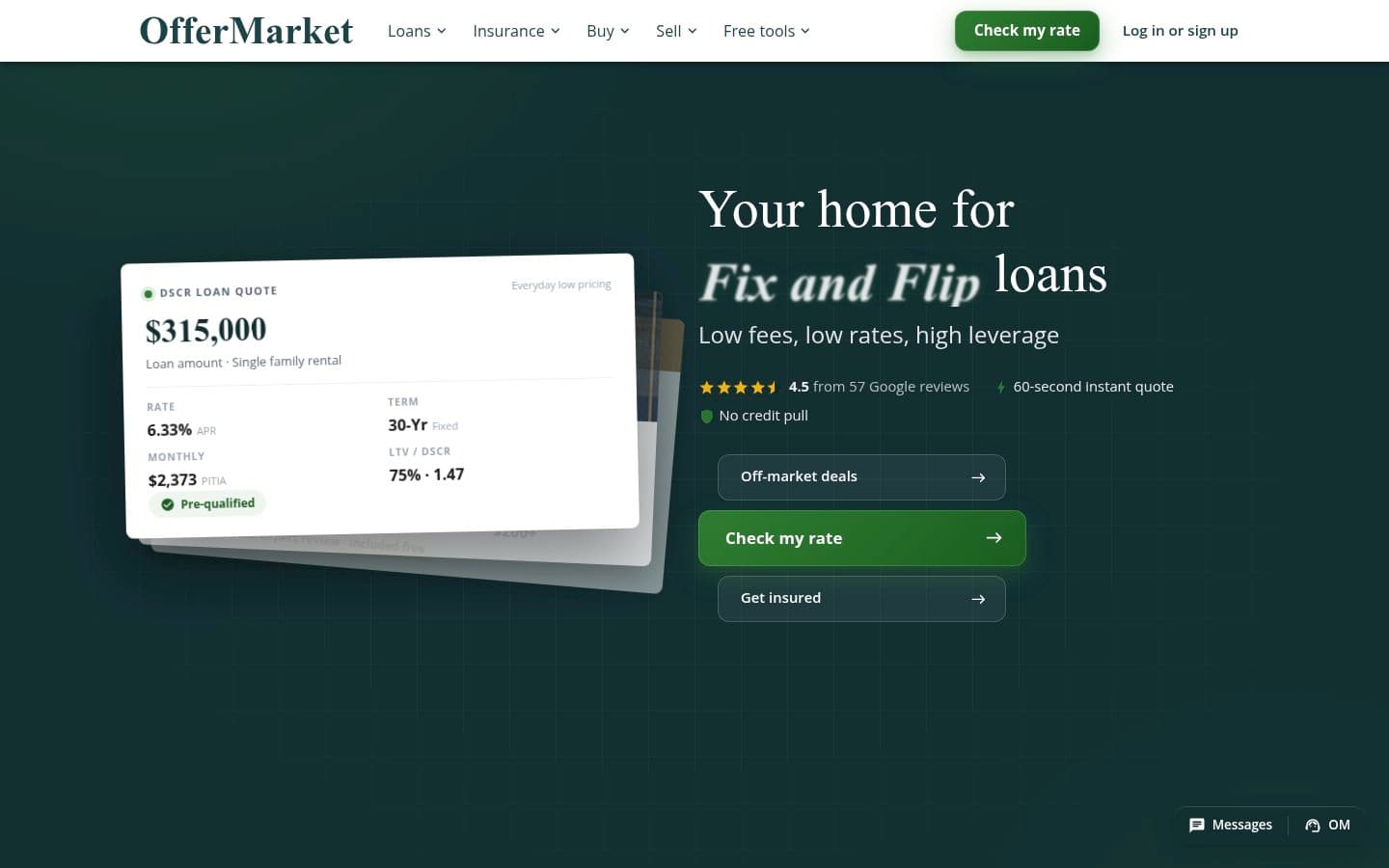 Auto-captured · Homepage (https://www.offermarket.us/)