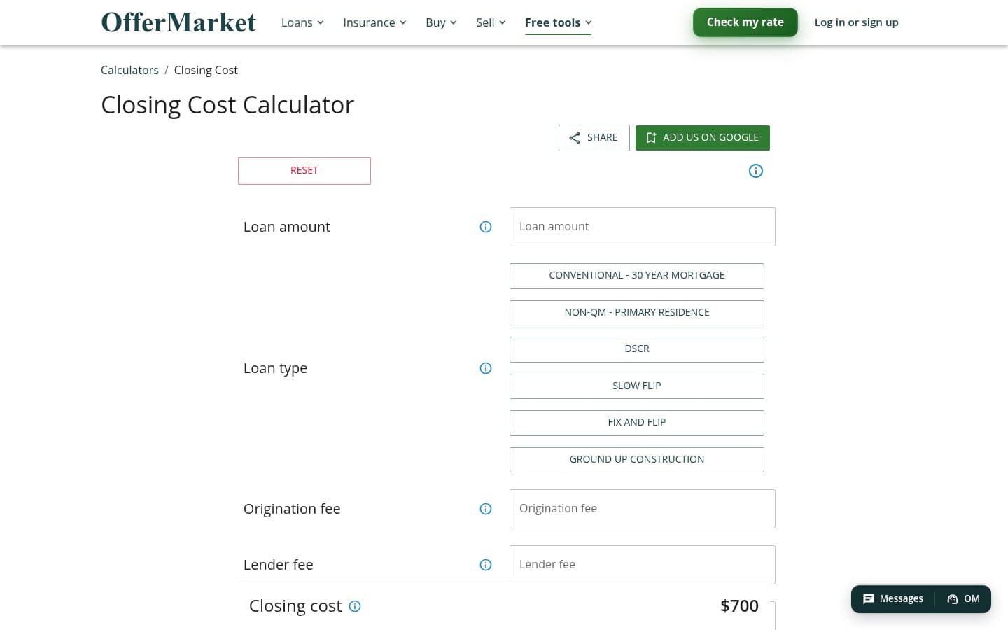 Auto-captured · Pricing (https://www.offermarket.us/calculators/closing-cost?ref=home_calc_grid)