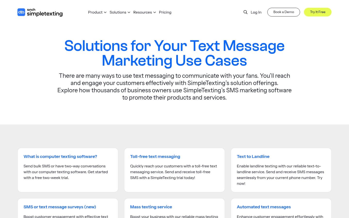 Auto-captured · Features (https://simpletexting.com/solutions/)