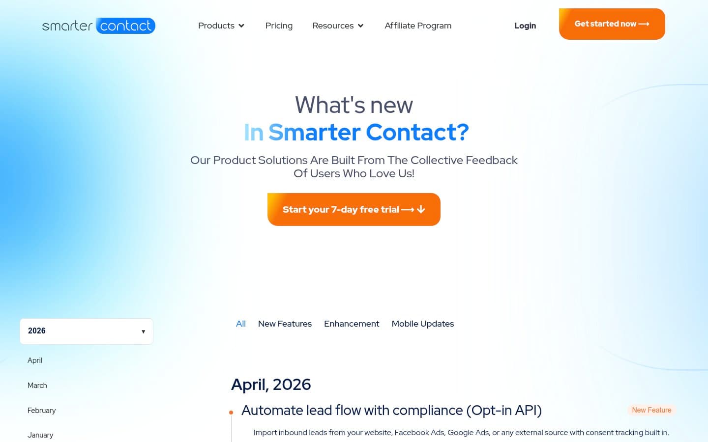 Auto-captured · Features (https://smartercontact.com/whats-new/)