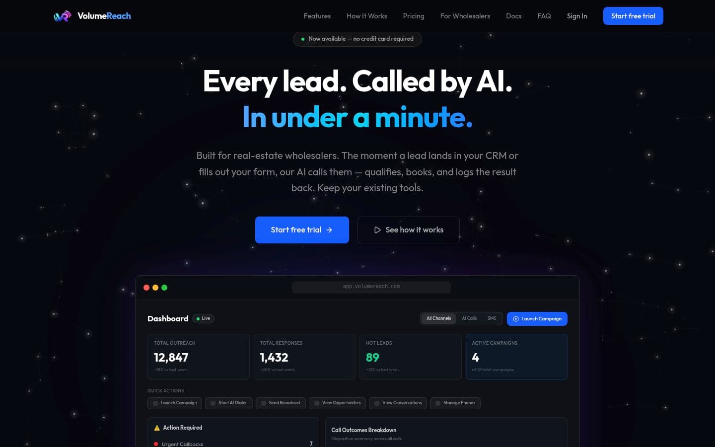 Auto-captured · Homepage (https://www.volumereach.com/)